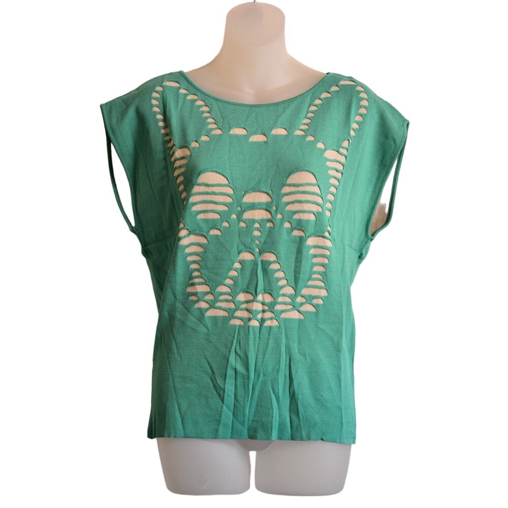 RVN S NWT Top Cutout Illusion Frenchy Frenchie Pullover Thick Knit Pastel Green